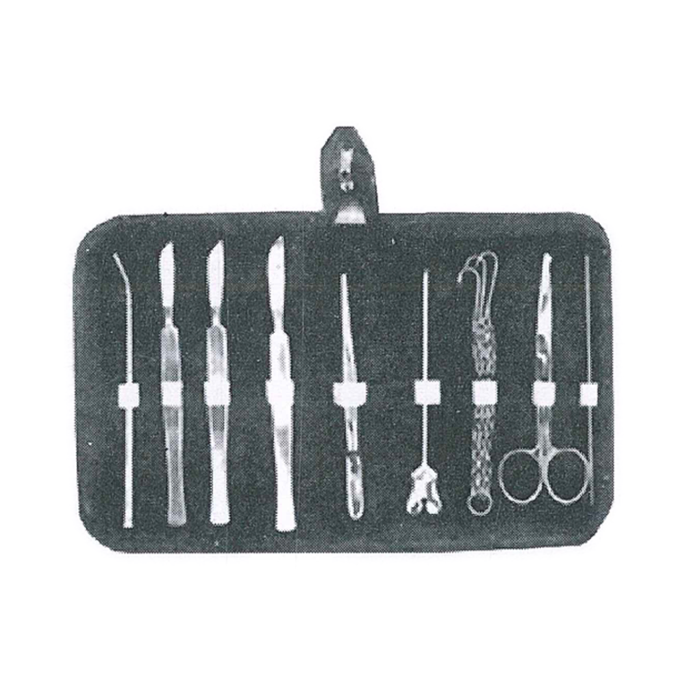 Dissecting Set of 10 Pcs. – Blow Pipe, 3 Scalpel, Triple Chain Hook (MB1-049)