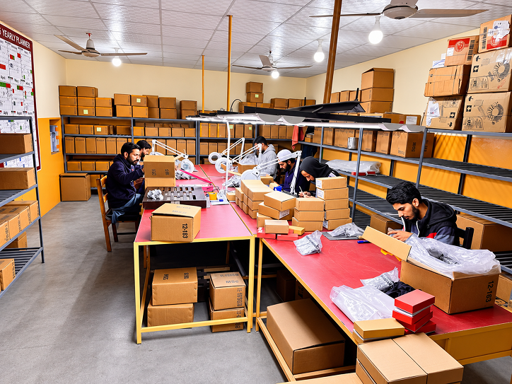 Final inspection and packing area with workstations
