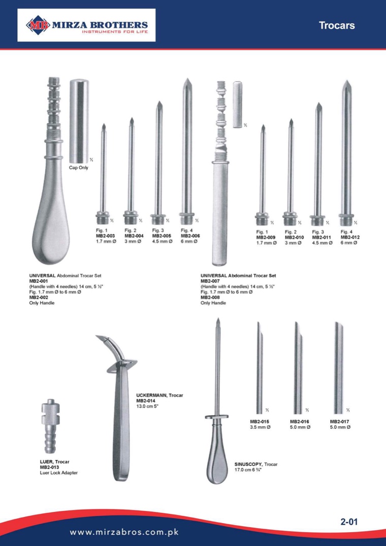 Trocar, Suction Tubes & Cannulas catalogue – Mirza Brothers