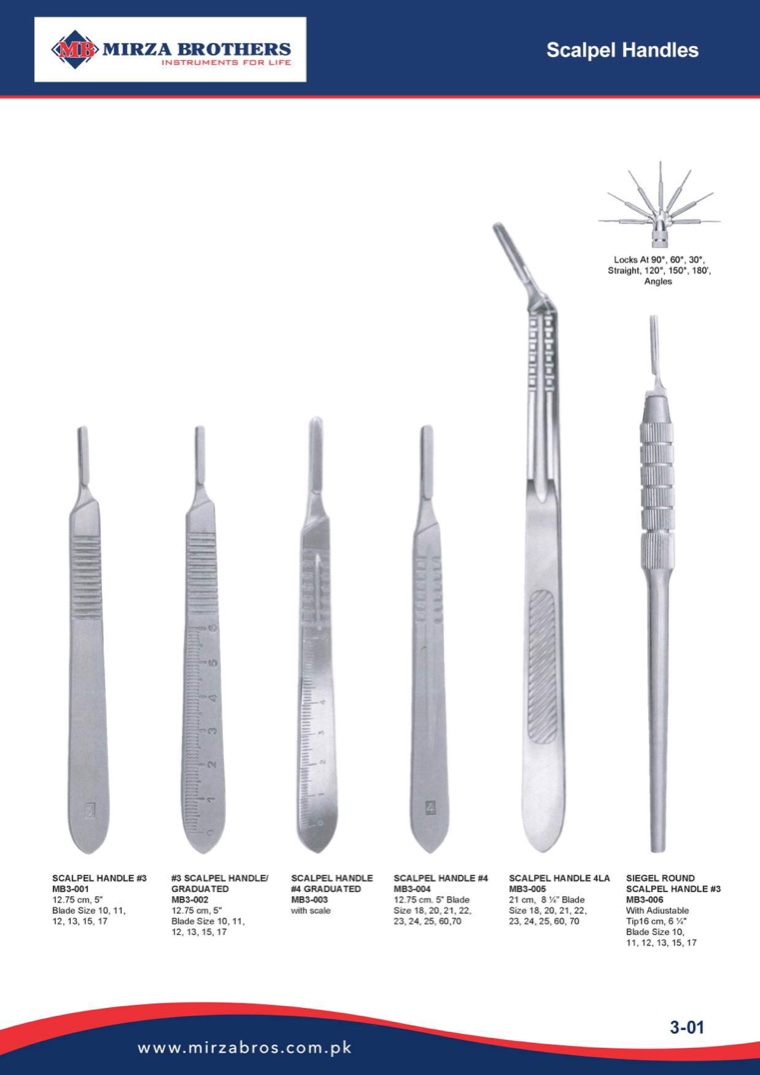 Scalpel Handle, Scalpel Blades, Dissecting Knives & Saws catalogue – Mirza Brothers