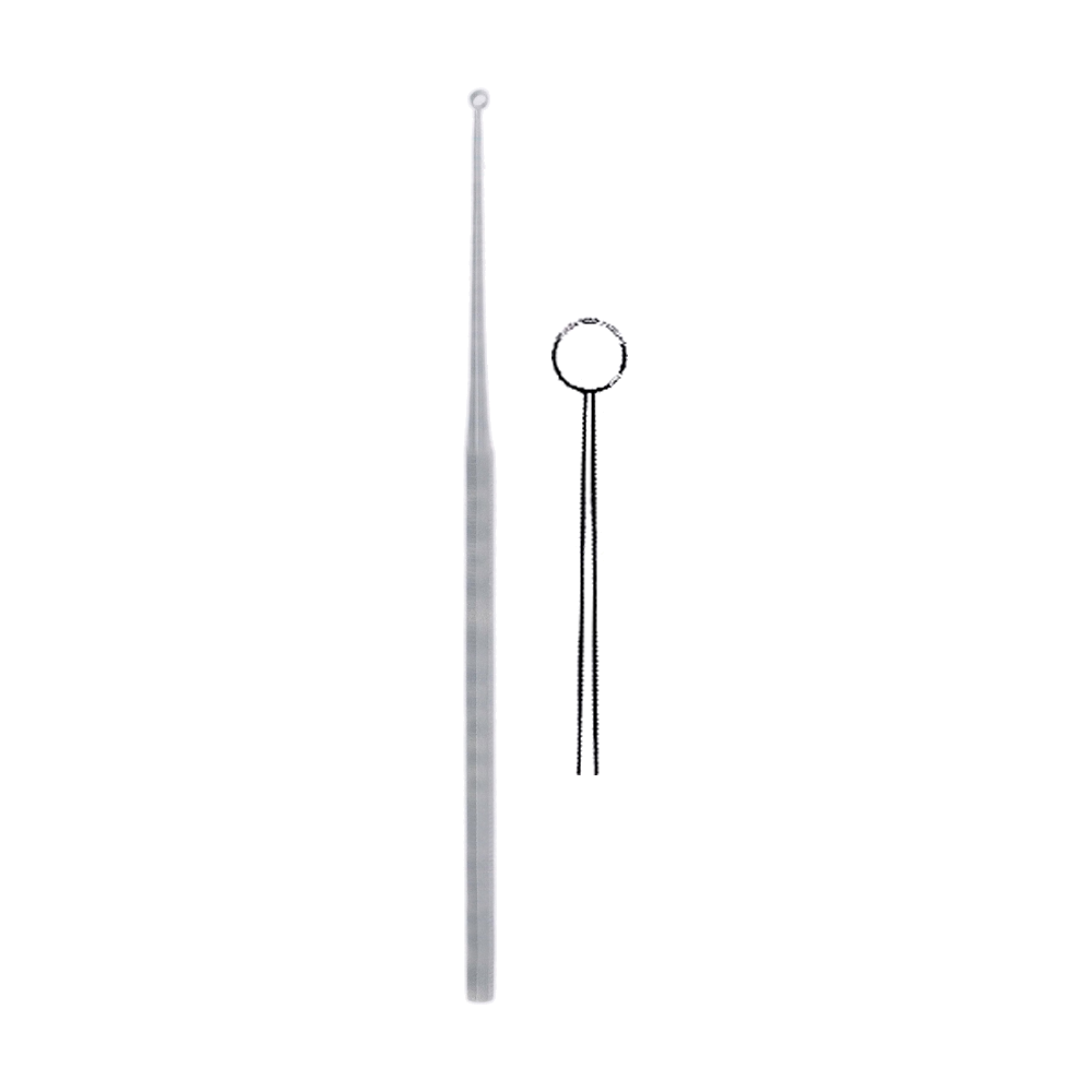 Buck Ear Curette 16.5 cm, 6 1/2", Curved, Sharp (MB10-079)