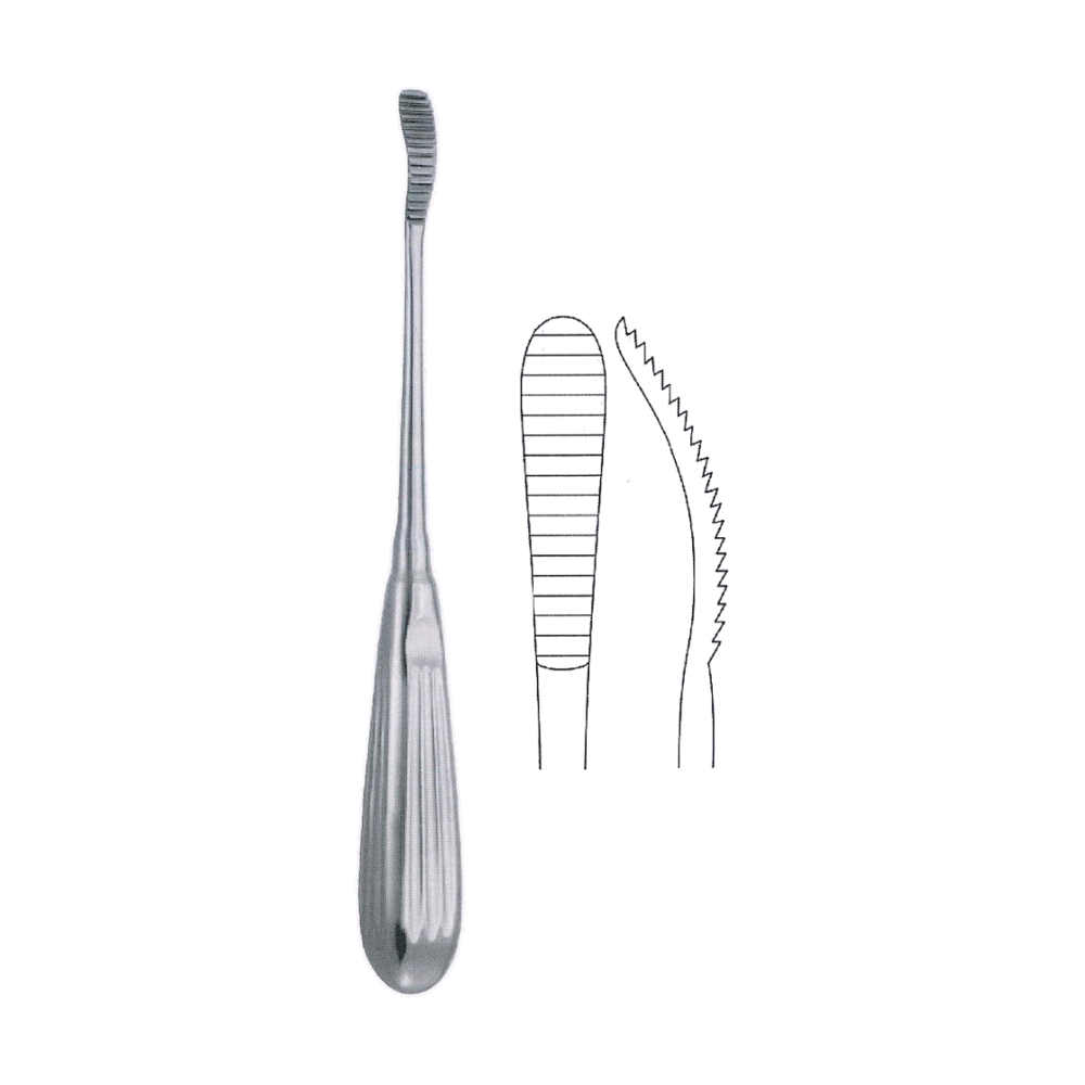 Aufricht Nasal Saw, Glabella Rasp 21 cm, 8 1/4", Pushing Cut (MB10-247)