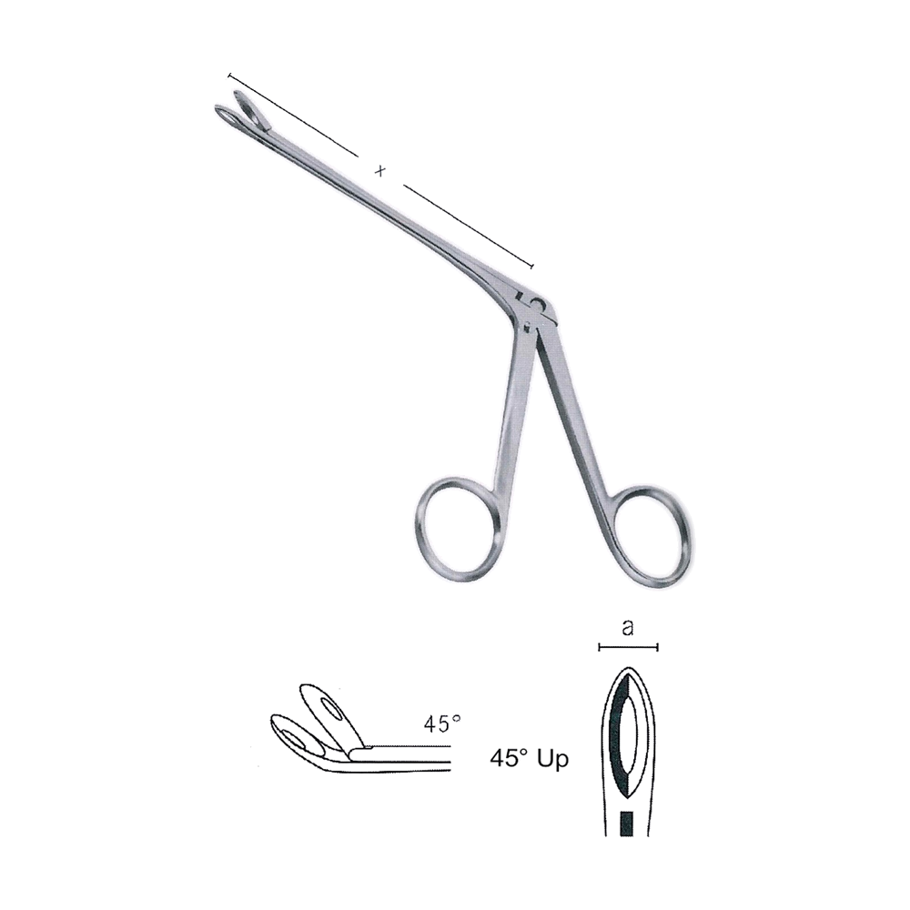 Well Blakesley Laminectomy Rongeurs 18 cm, 7", 45° Up, Fig. 4, 5.0mm (MB11-220)