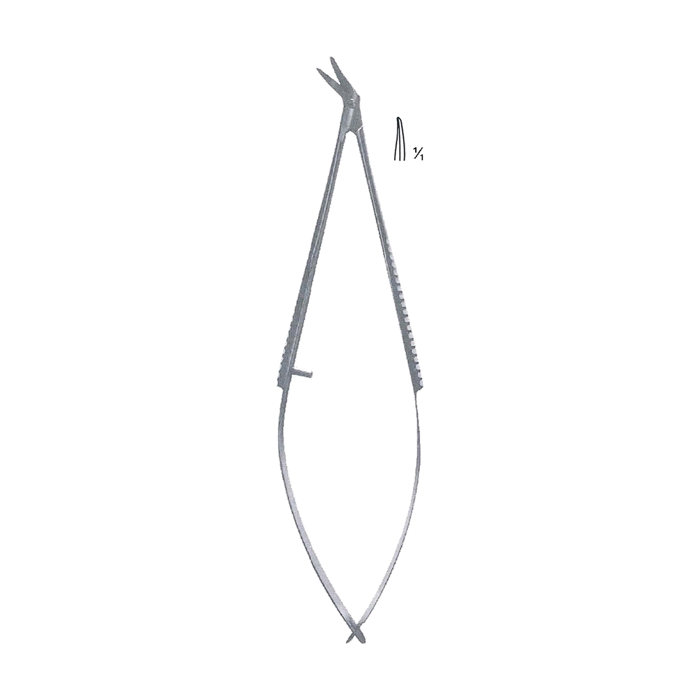 Troutman Micro Scissors 10 cm, 4", Left Angled Spring Handle (MB4-314)