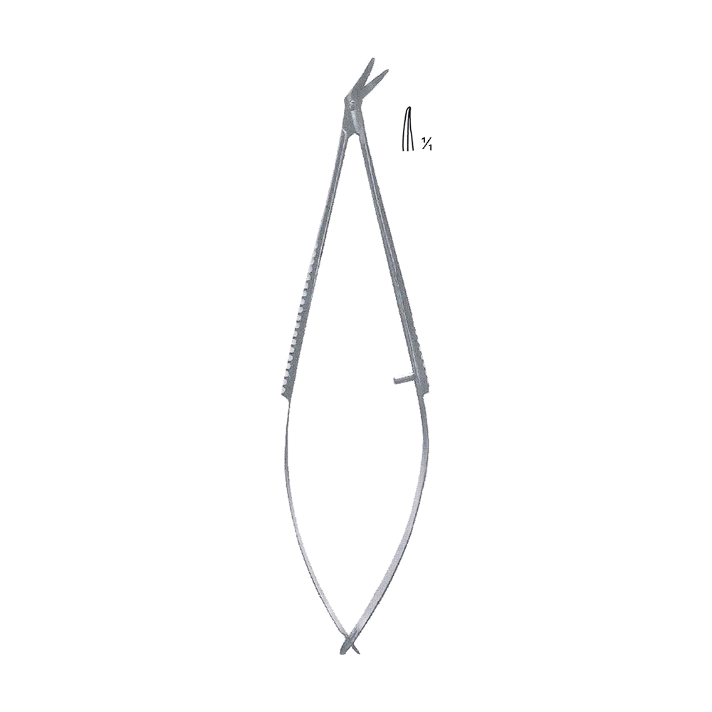 Troutman Micro Scissors 10 cm, 4", Right Angled Spring Handle (MB4-315)