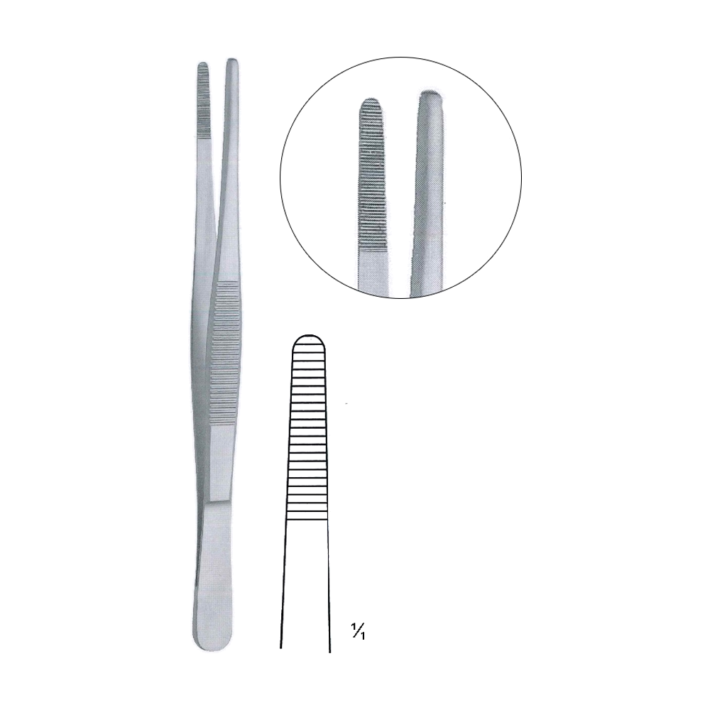 Standard Dressing Forceps 20 cm, 8", Serrated (MB5-007)