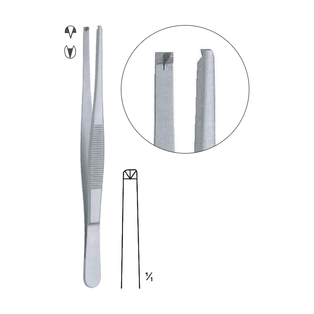 Standard Tissue Forceps 1x2 Teeth 16 cm, 6 1/4" (MB5-014)