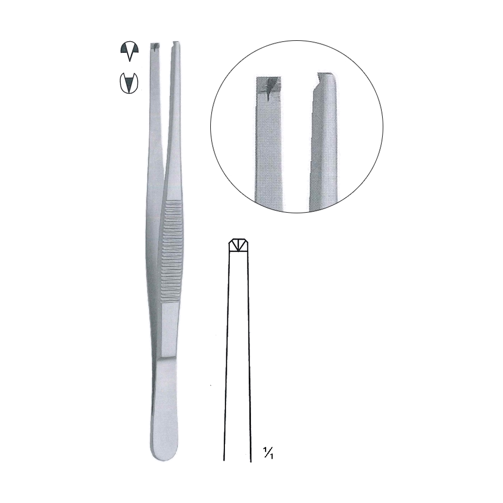 Standard Tissue Forceps 1x2 Teeth 18 cm, 7" (MB5-015)