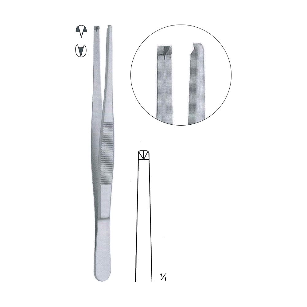Standard Tissue Forceps 1x2 Teeth 20 cm, 8" (MB5-016)