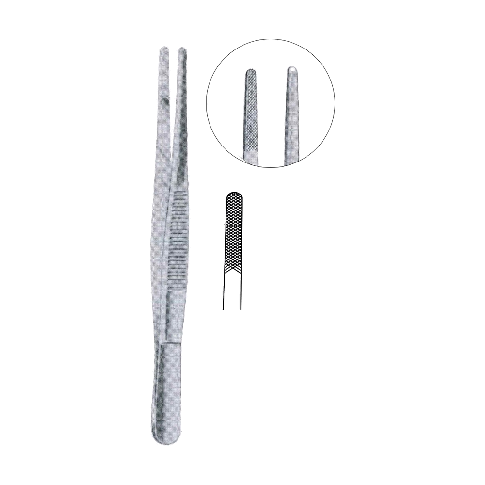 Standard Dressing Forceps Wide Pattern Cross Serration 11.4 cm, 4 1/2" (MB5-046)