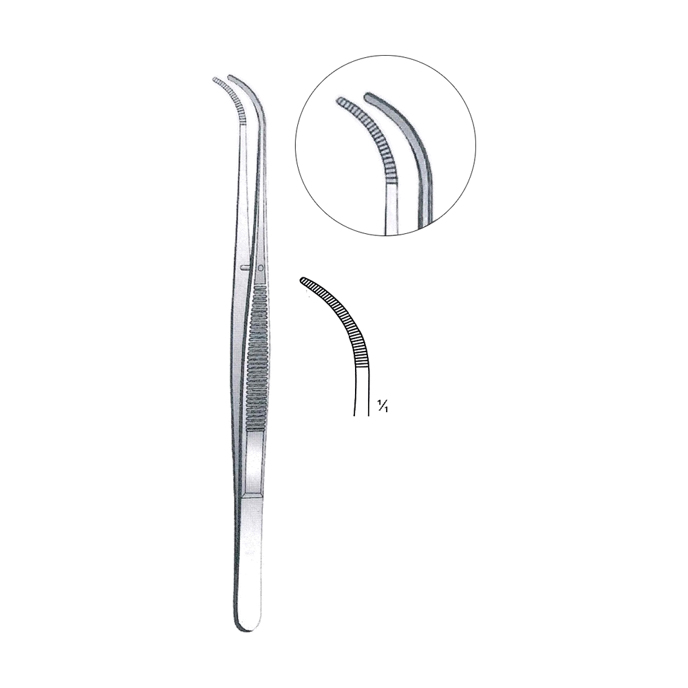 Semken Dressing Forceps 12.5 cm, 5", Curved, Serrated (MB5-063)