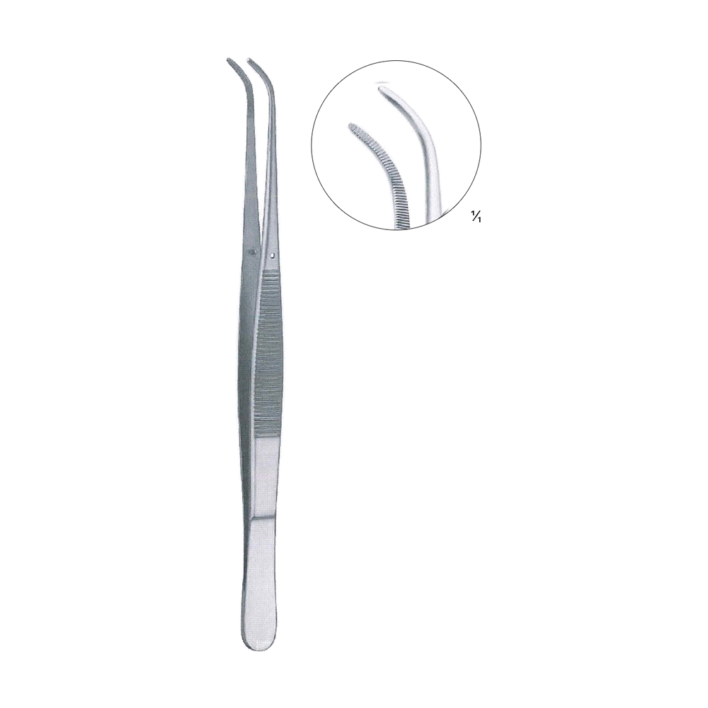 Potts-Smith Dressing Forceps 17.5 cm, 7", Curved, Serrated (MB5-068)