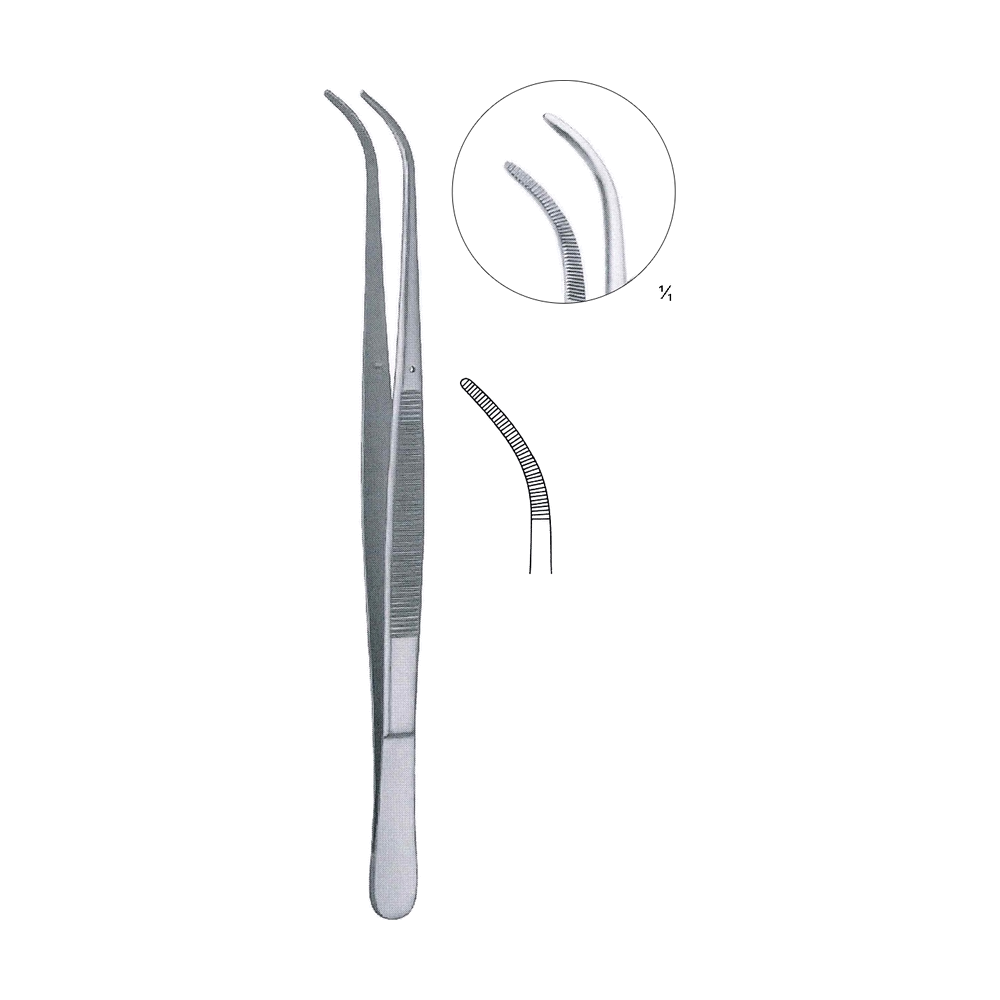 Brophy Dressing Forceps 20 cm, 8", Curved, Serrated (MB5-078)