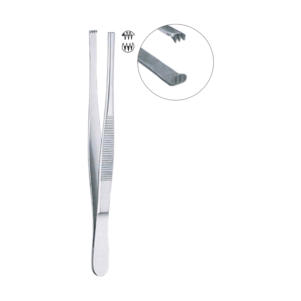 Tissue Forceps 3x4 Teeth 11.4 cm, 4 1/2" (MB5-098)