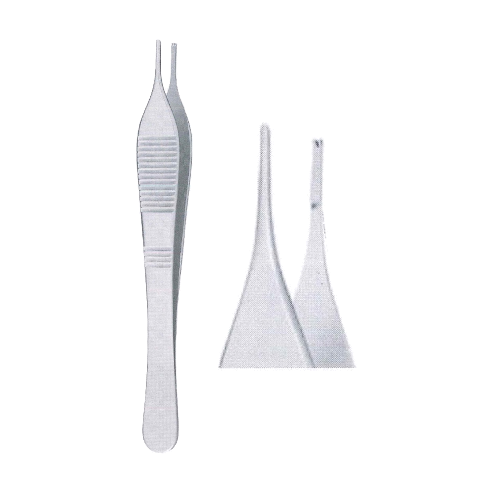 Adson Tissue Forceps 1x2 Teeth 12 cm, 4 3/4", Regular Point with Platform, Straight (MB5-184)