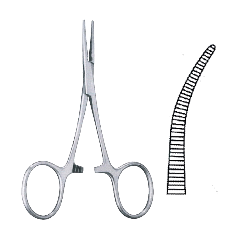 Mosquito Haemostatic Forceps 11.3 cm, 4 1/2", Curved Serrated (MB6-002)