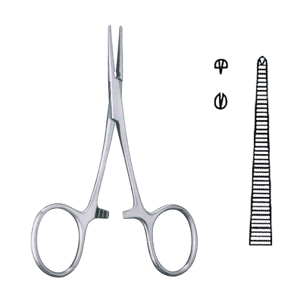 Mosquito Haemostatic Tissue Forceps 11.3 cm, 4 1/2", Straight Rat Tooth 1x2 Teeth (MB6-003)