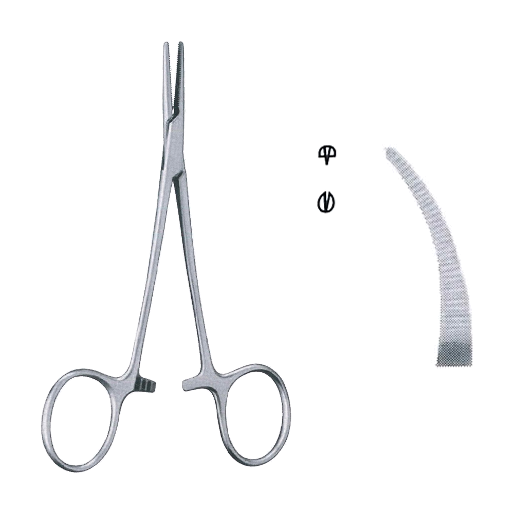 Halsted Haemostatic Tissue Forceps 18.5 cm, 7 1/4", Rat Tooth 1x2 Teeth Curved (MB6-036)