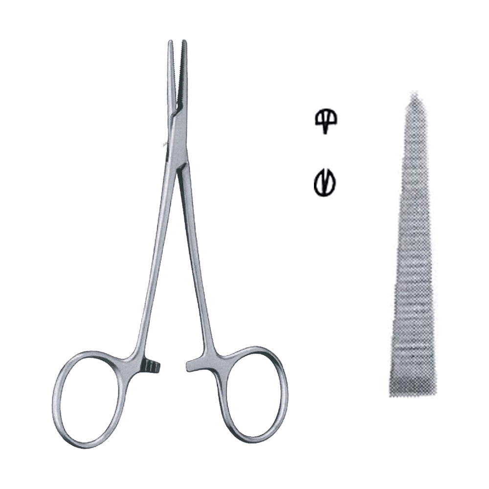 Halsted Haemostatic Fine Point Tissue Forceps 18.5 cm, 7 1/4", Rat Tooth 1x2 Teeth Straight (MB6-039)