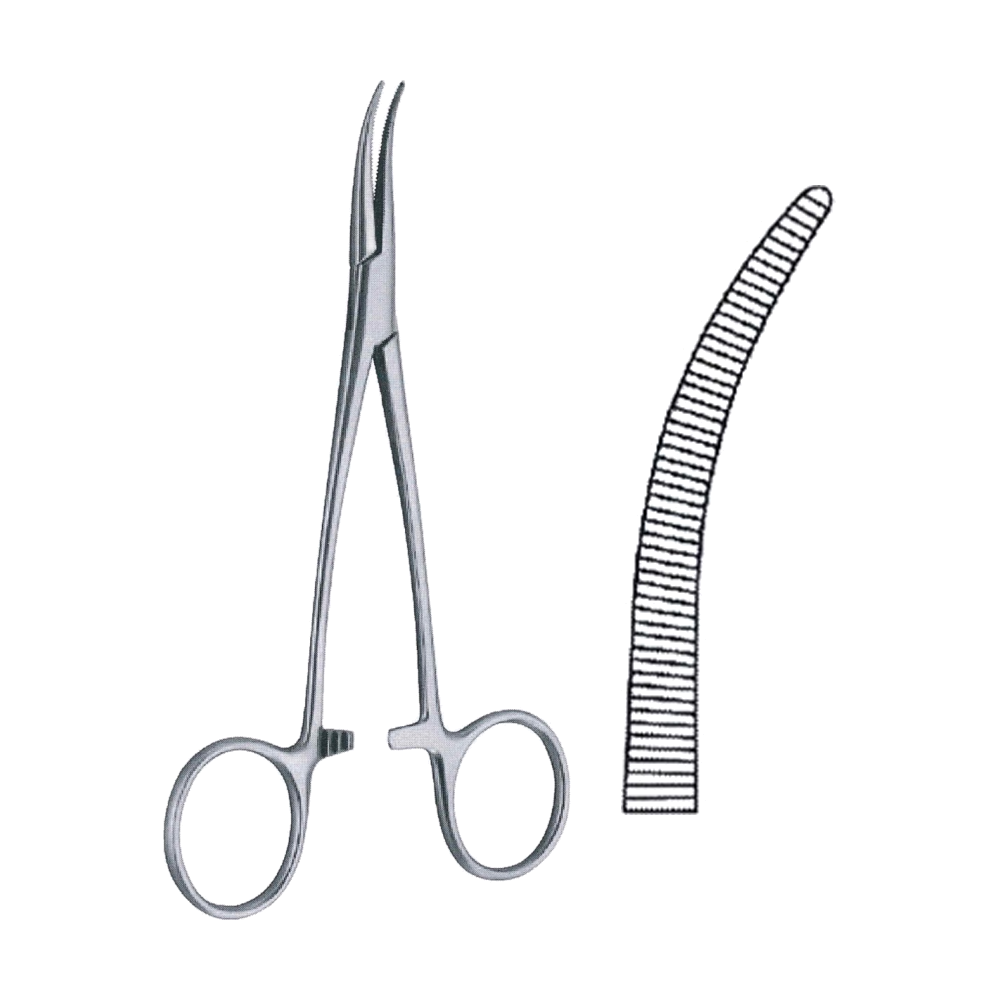 Christophe Haemostatic Forceps 13 cm, 5", Curved Serrated (MB6-046)