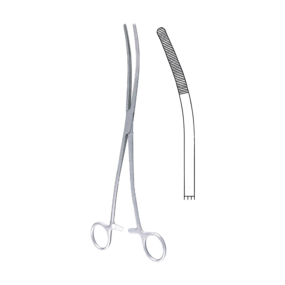 Bozemann Haemostatic Forceps 26 cm, 10 1/4", Curved Serrated (MB6-192)