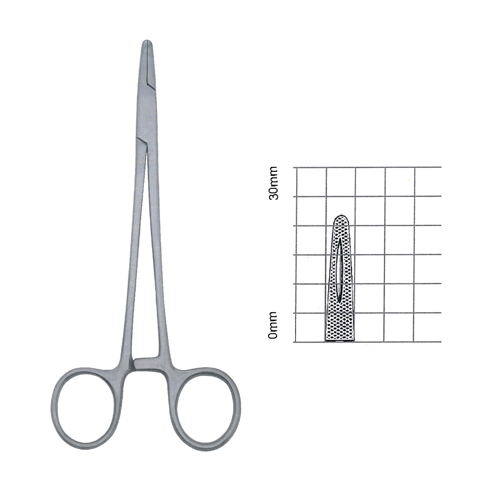 Mayo-Hegar Needle Holders 20.3 cm, 8", Serrated-Grooved, Left Handed (MB7-008)
