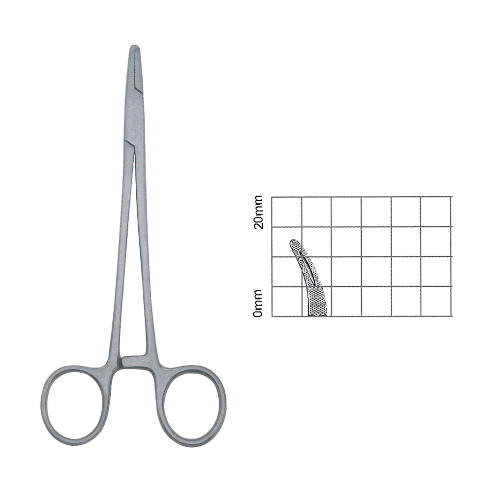 Mayo-Hegar Needle Holders 12.7 cm, 5", Serrated-Grooved, Curved (MB7-012)