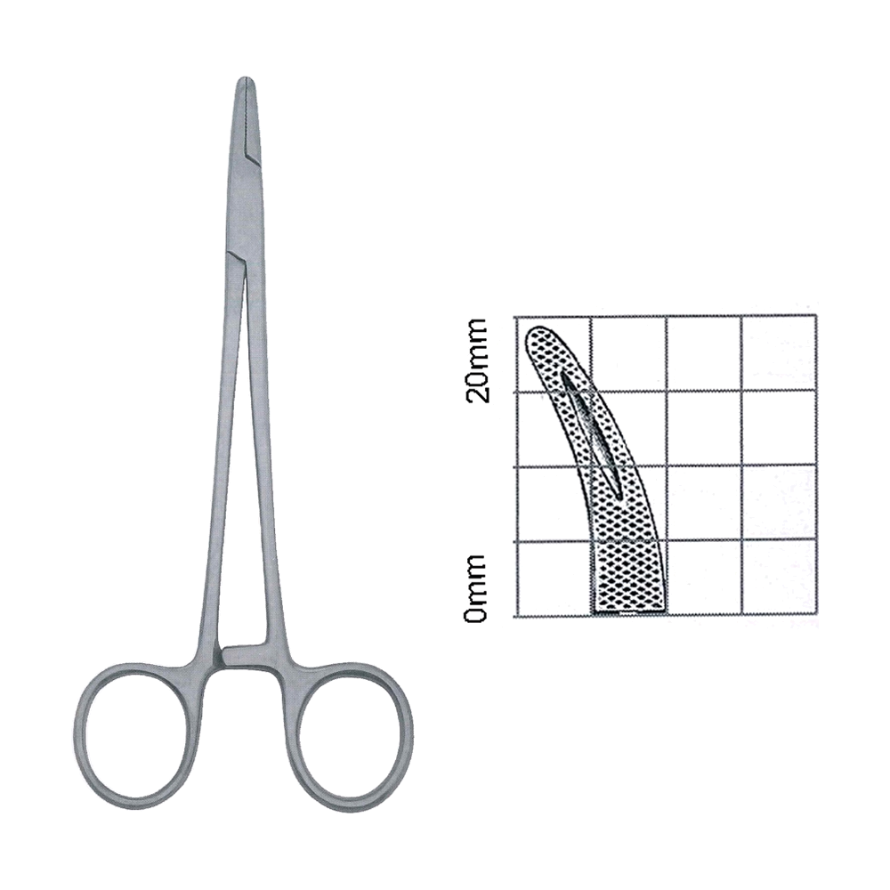 Mayo-Hegar Needle Holders 17.8 cm, 7", Serrated-Grooved, Curved (MB7-015)