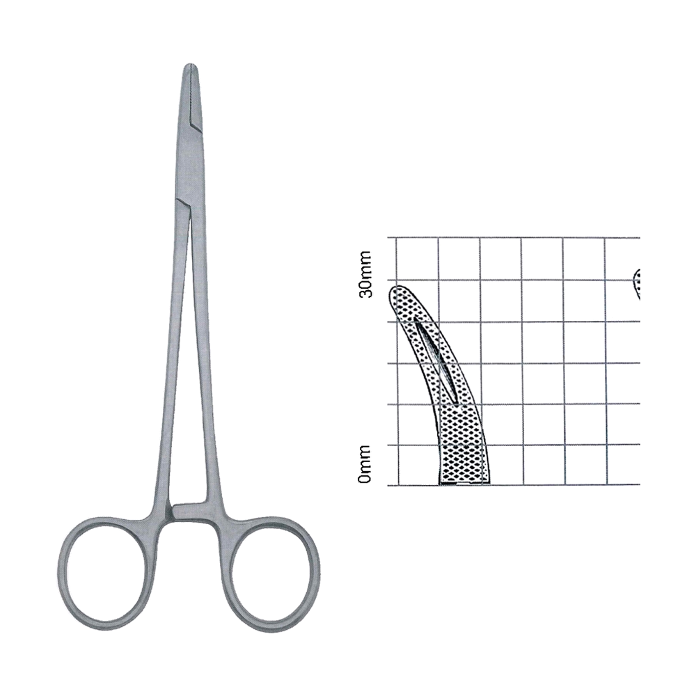 Mayo-Hegar Needle Holders 26 cm, 10 1/4", Serrated-Grooved, Curved (MB7-018)