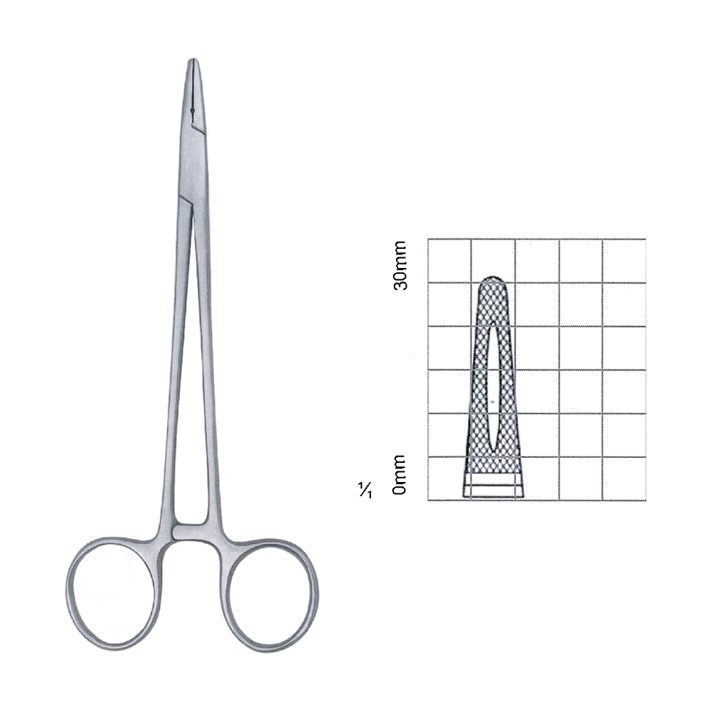 Crile-Wood Needle Holders 22.3 cm, 8 3/4", Grooved Serrated (MB7-042)