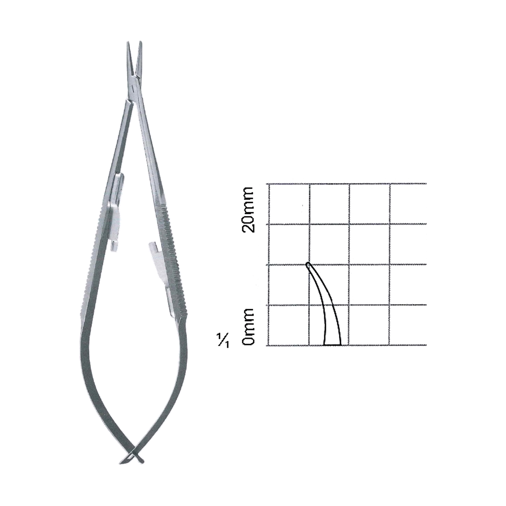 Castroviejo Needle Holders 14 cm, 5 1/2", Curved, Smooth, Without Lock (MB7-111)