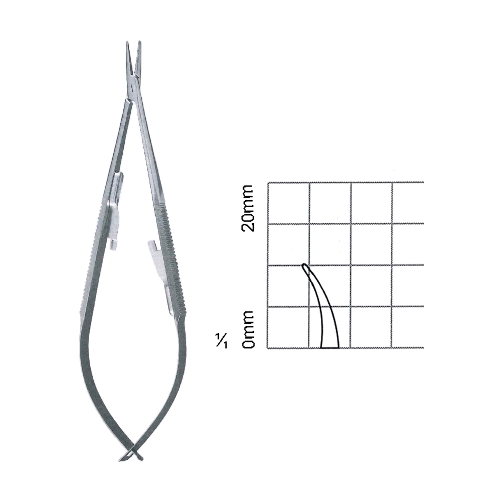 Castroviejo Needle Holders 17.8 cm, 7", Curved, Smooth, With Lock (MB7-114)