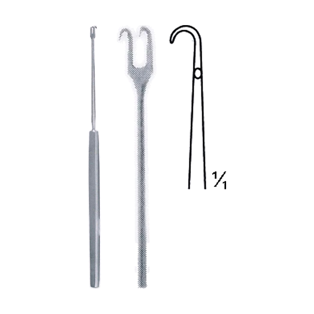 Freer Skin Hook 15 cm, 6", Blunt Double Prongs, 2.5 mm Wide (MB8-019)