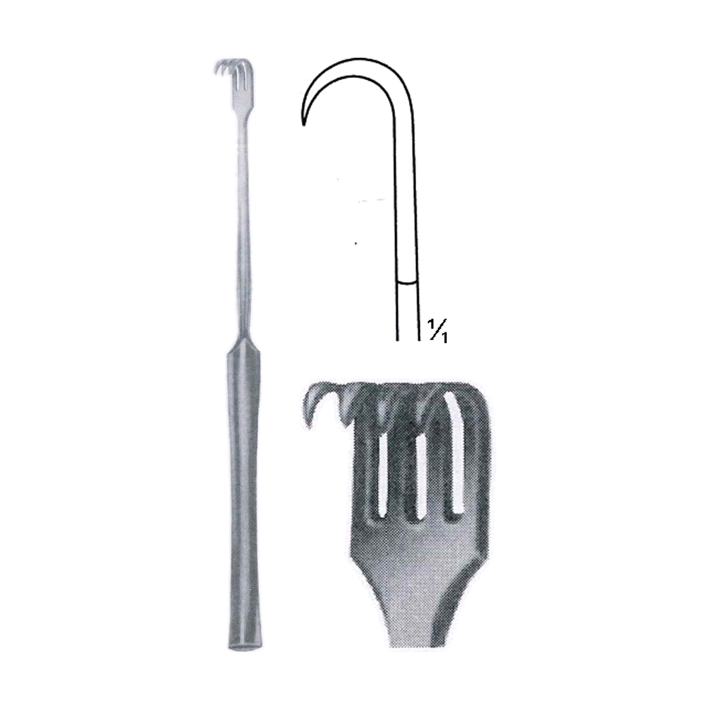 Tracheal Retractor 18 cm, 7", 4 Prong, Sharp (MB8-043)