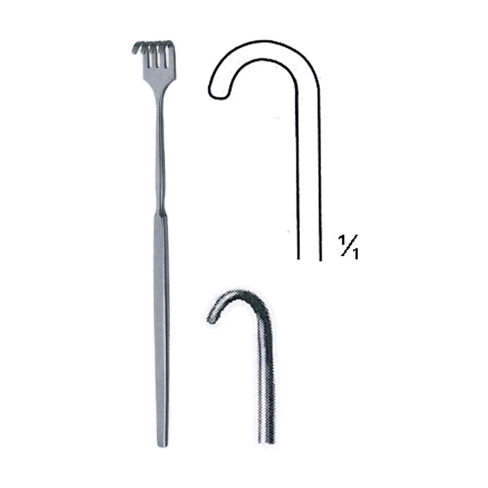 Tracheal Retractor 16.5 cm, 6 1/2", Tracheal Hook, One Prong, Blunt (MB8-051)