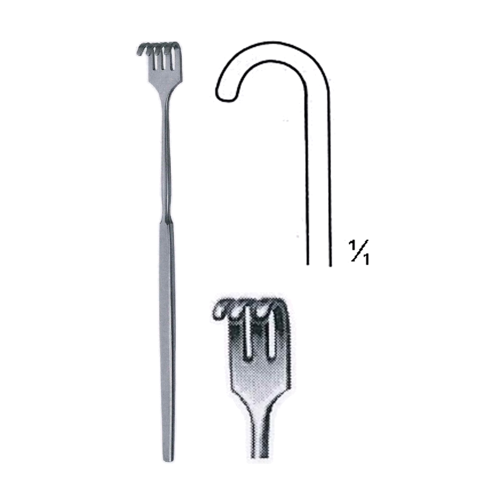 Tracheal Retractor 16.5 cm, 6 1/2", 3 Prong, Blunt (MB8-053)