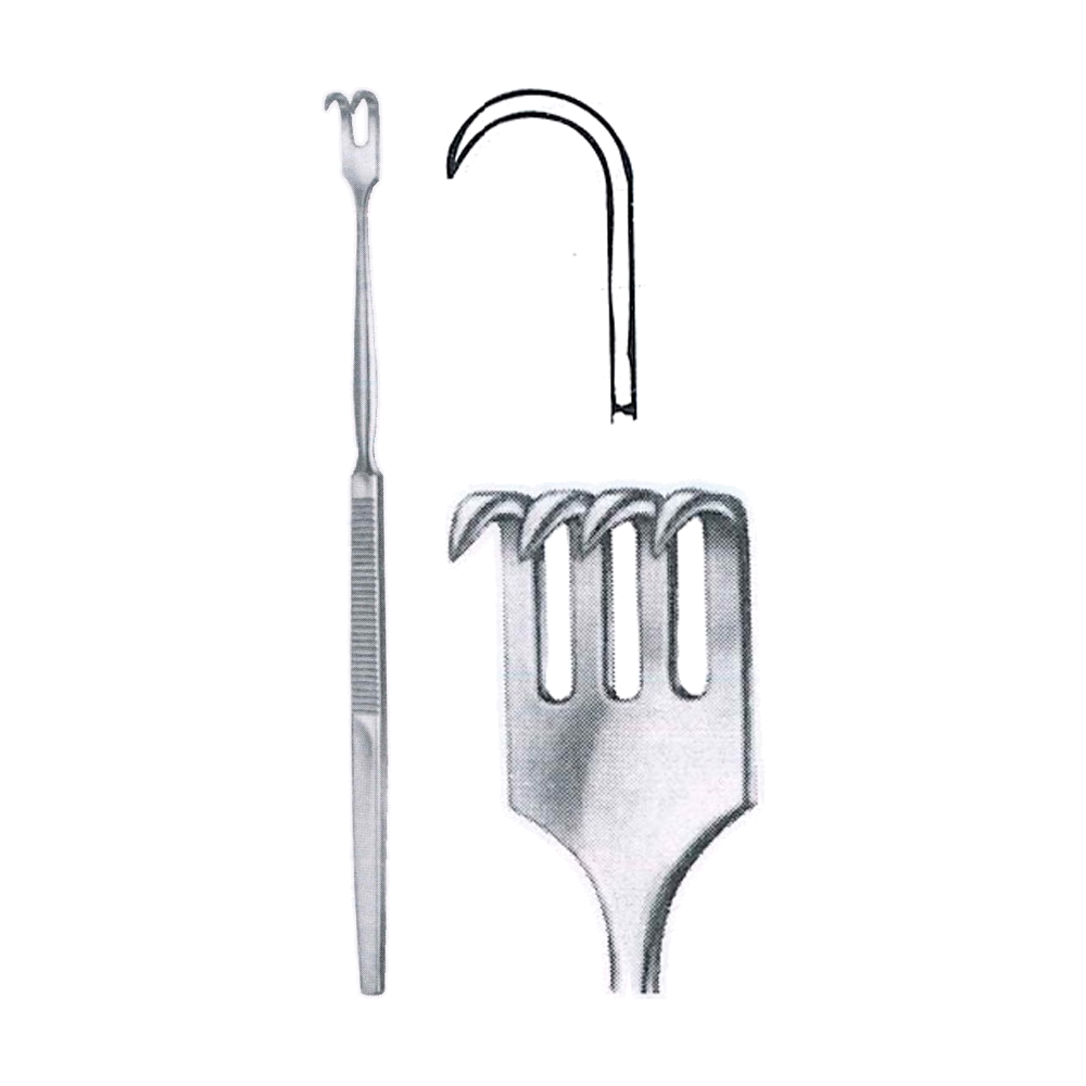 Finger Rake Retractor 16.5 cm, 6 1/2", Four Prong, Sharp (MB8-070)