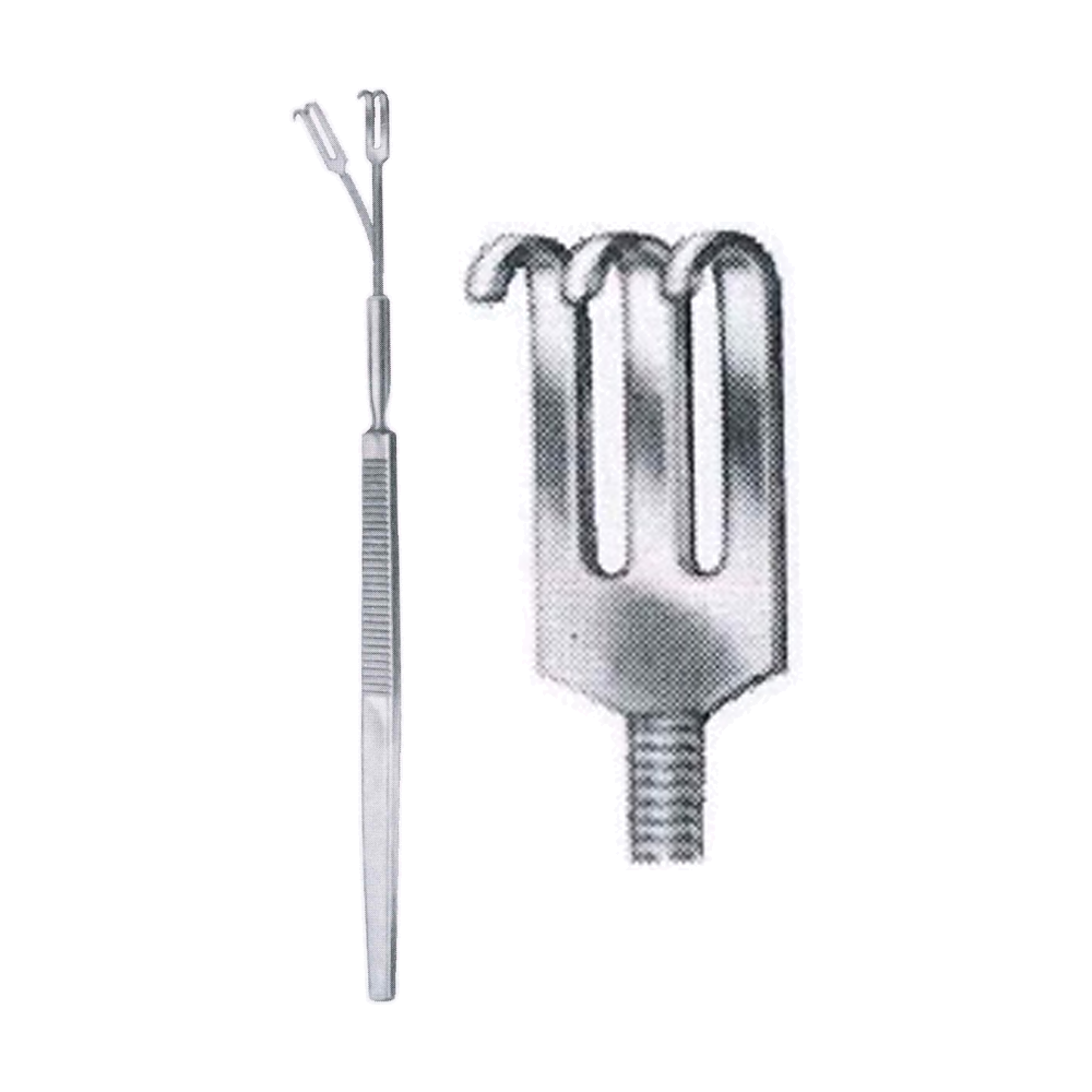 Hooklet Retractor 16 cm, 6 1/4", 3 Prong, Flexible, Blunt (MB8-079)