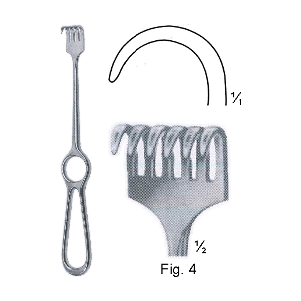 Kocher Retractor 22 cm, 8 3/4", Sharp, 15 x 30 mm, 6 Prong, Fig. 4 (MB8-161)