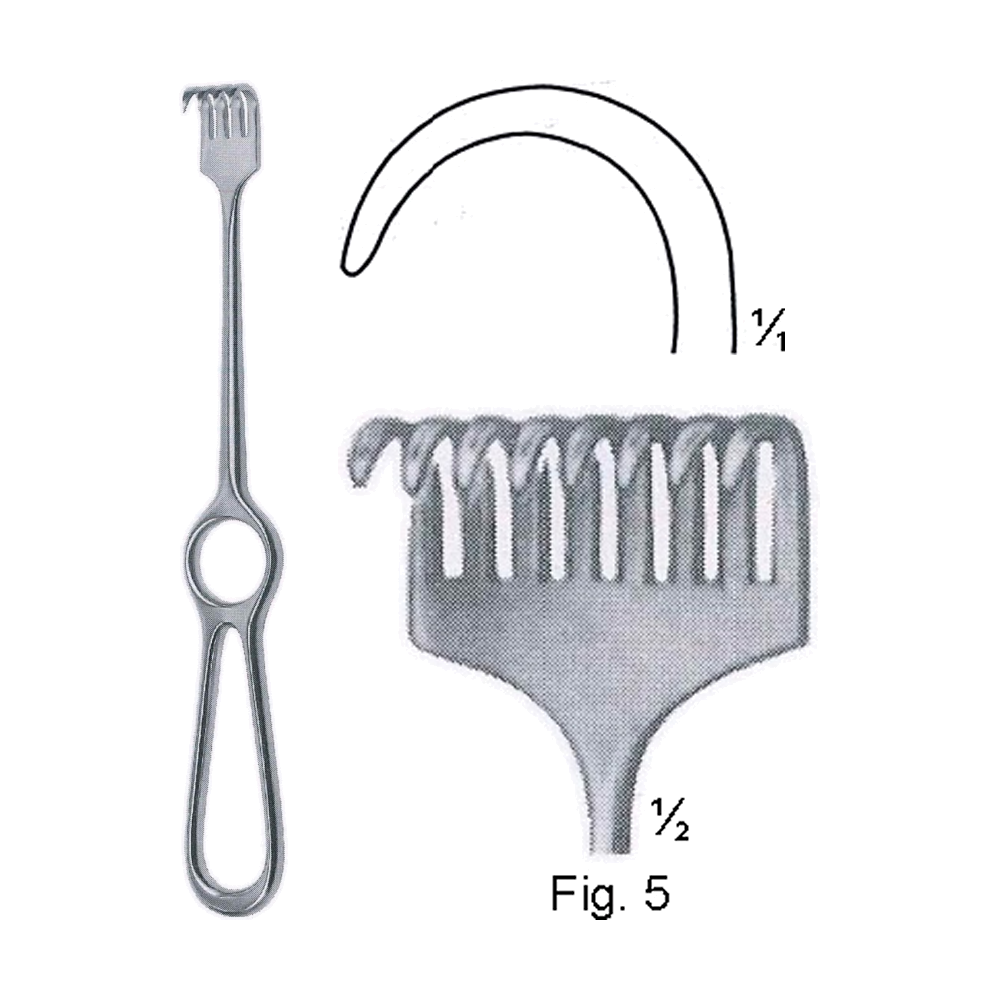 Kocher Retractor 22 cm, 8 3/4", Sharp, 15 x 40 mm, 8 Prong, Fig. 5 (MB8-162)