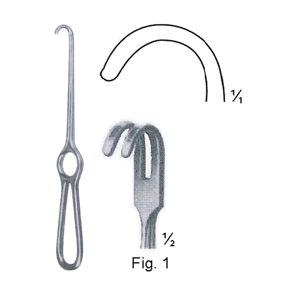 Kocher Retractor 22 cm, 8 3/4", Blunt, 15 x 10 mm, 2 Prong, Fig. 1 (MB8-163)