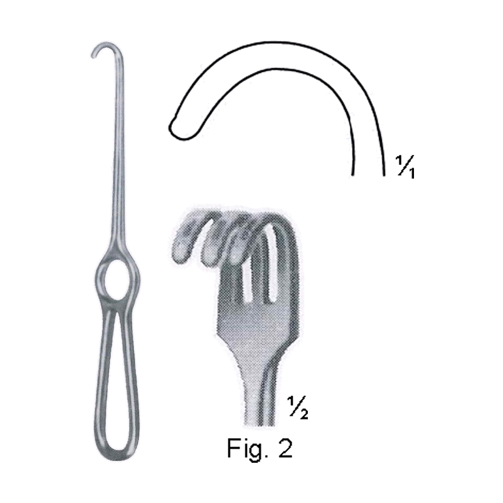 Kocher Retractor 22 cm, 8 3/4", Blunt, 15 x 15 mm, 3 Prong, Fig. 2 (MB8-164)