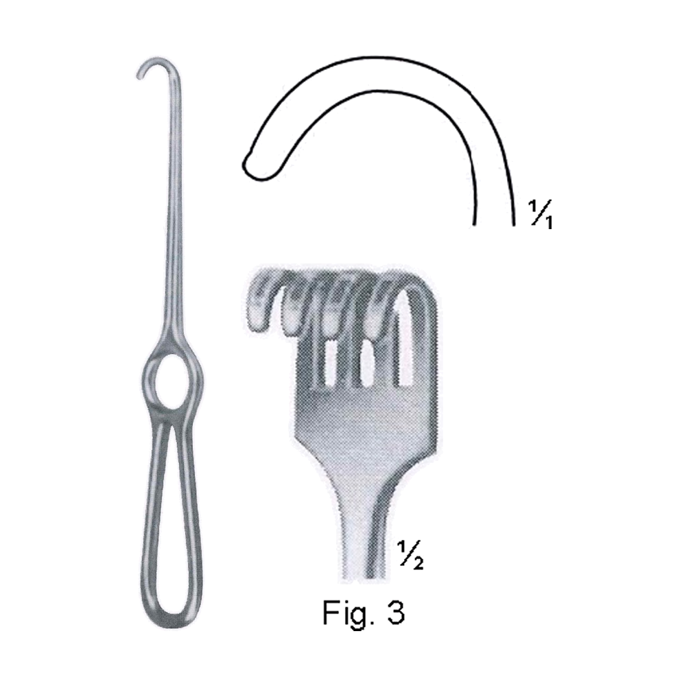 Kocher Retractor 22 cm, 8 3/4", Blunt, 15 x 20 mm, 4 Prong, Fig. 3 (MB8-165)