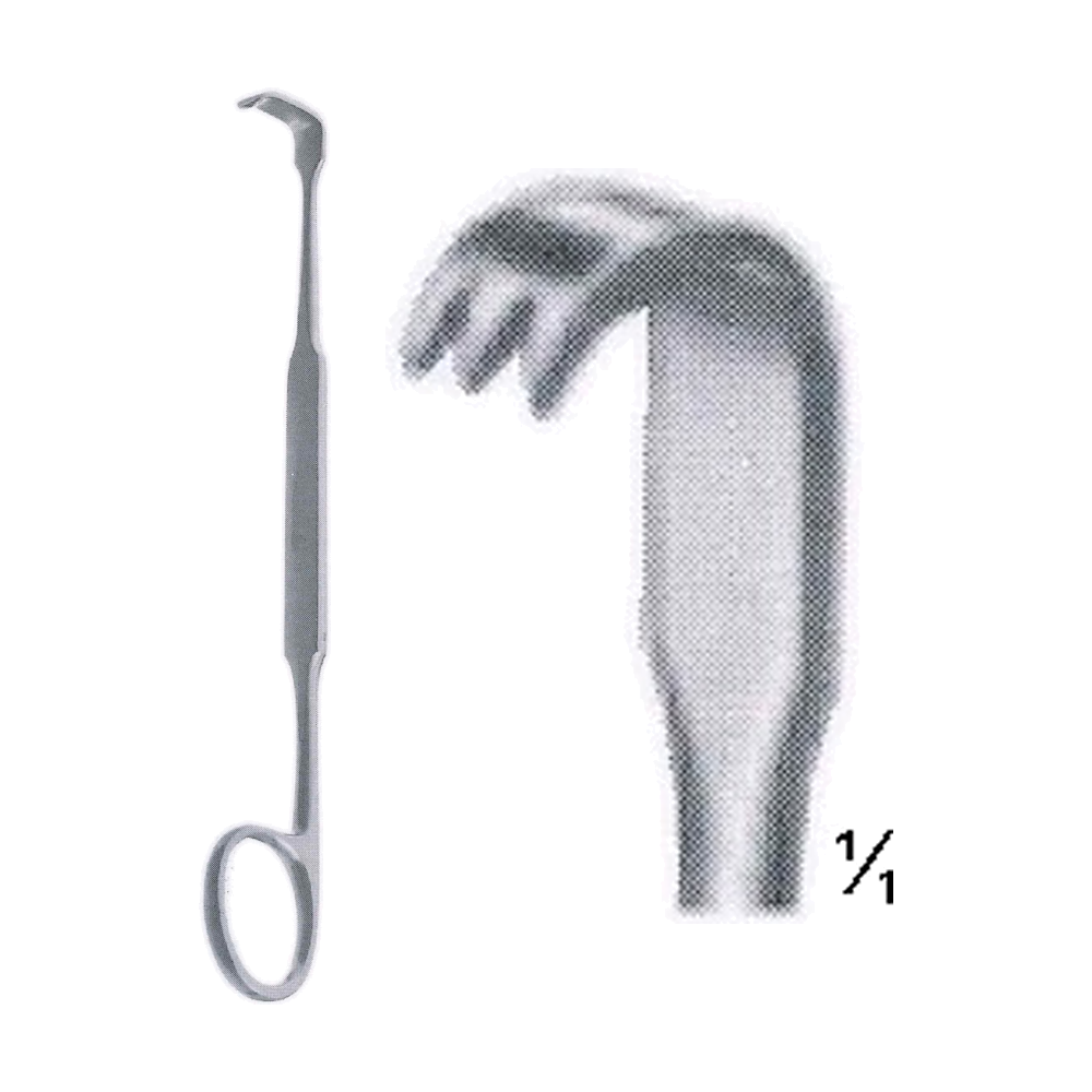 Meyerding Finger Retractor 18 cm, 7", Short Toothed Blade, 1/8" x 1/4", 3 x 6 mm (MB8-248)