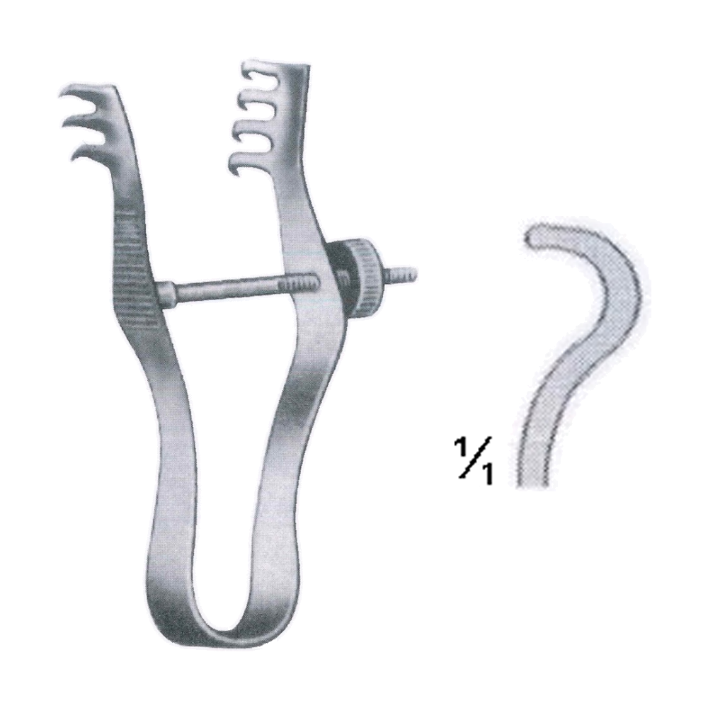 Finsen Retractor 7 cm, 2 3/4", 3 x 4 Teeth, Blunt (MB8-446)