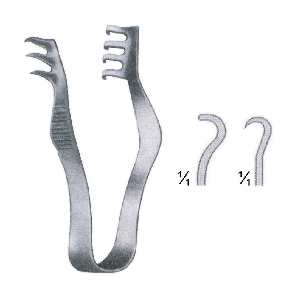 Finsen Retractor 5 cm, 2", 2 x 3 Teeth, Sharp/Blunt (MB8-447)