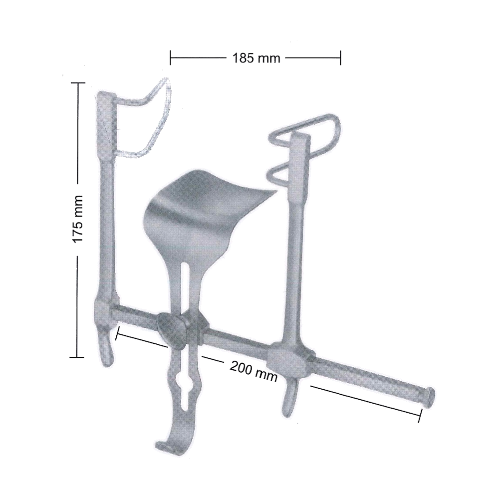 Gosset Retractor, Lateral Blades 58 mm Deep, Center Blade 59 x 57 mm (MB8-525)