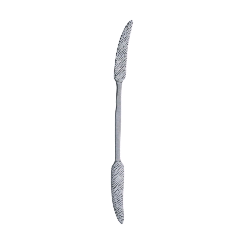 Putti Bone Rasp 27.0 cm, 10 3/4", Double Ended, One End Curved Up, One End Curved Sideways (MB9-011)