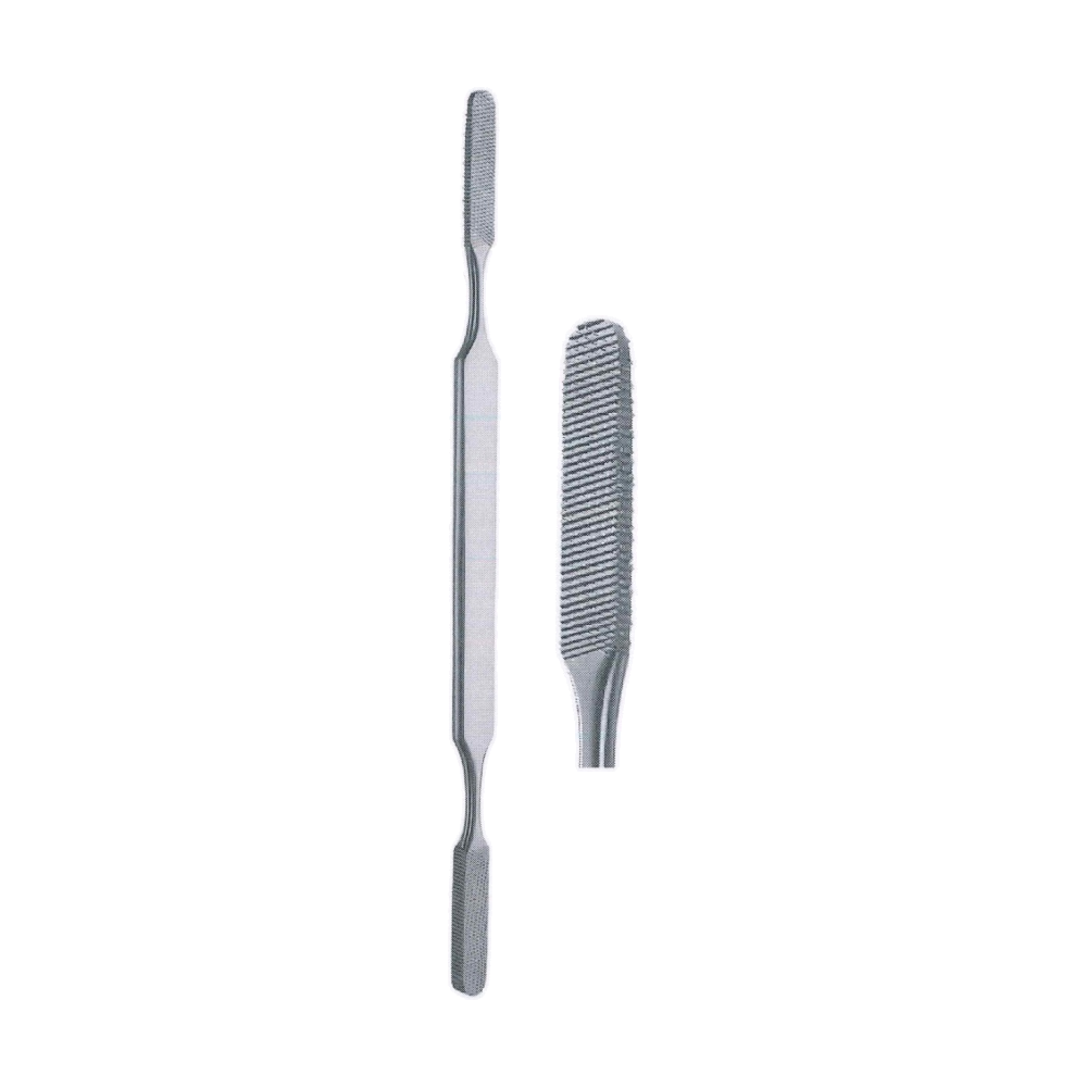 Fomon Rasp 21.5 cm, 8 1/2", Double Ended, Fine & Coarse Serrations, 4-Sided Convex and Flat Blades (MB9-016)