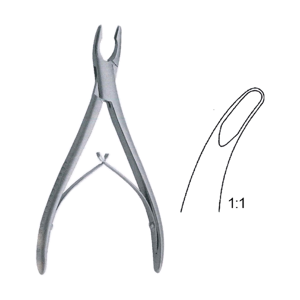 Luer Bone Rongeur, Single Action, Curved, 8 x 12 mm 15 cm, 6", Fig. 1 (MB9-654)